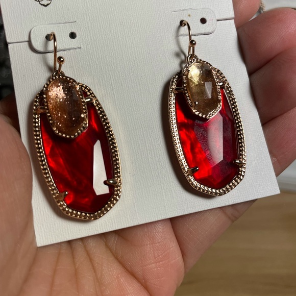 Kendra Scott Emmy Dylan Cherry red Illusion in Rose Gold HW - Picture 3 of 10